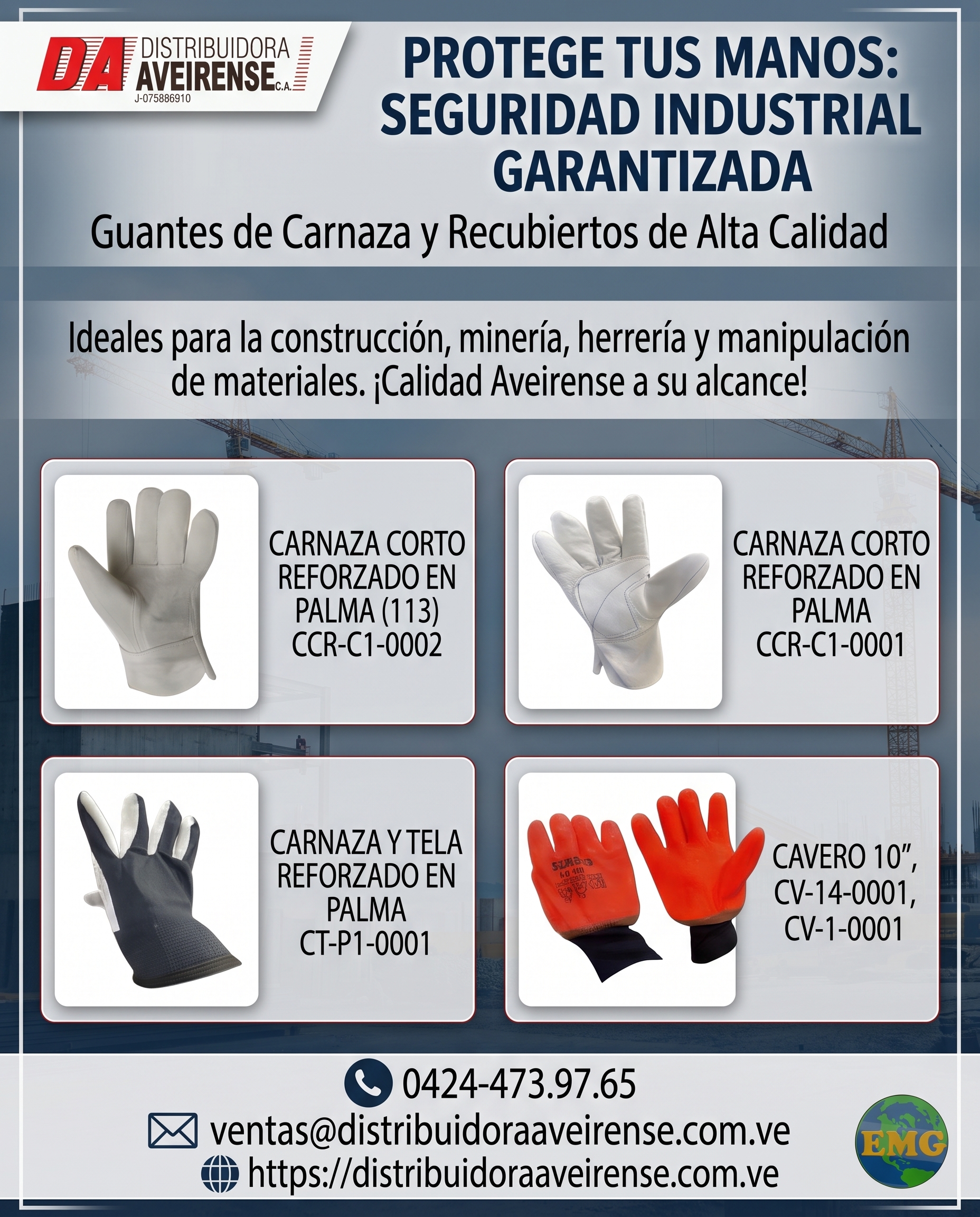 Guantes de carnaza y recubiertos